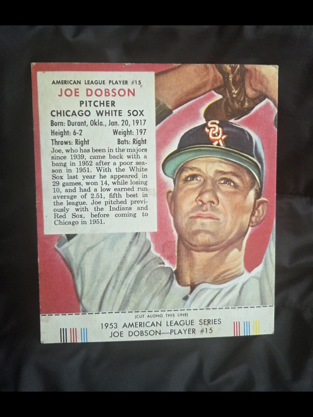 1953 Red Man Tobacco #15 Joe Dobson CHICAGO WHITE SOX